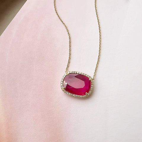 One of a Kind Yellow Gold and Diamond Ruby Necklace