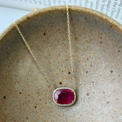 ruby necklace in 14k gold with natural diamonds