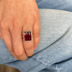 bicolor tourmaline ring in solid 14k rose gold with diamonds