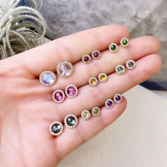 a variety of beautifuly bright colored stone earrings