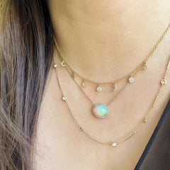 pretty petite opal necklace in 14k gold and natural diamonds