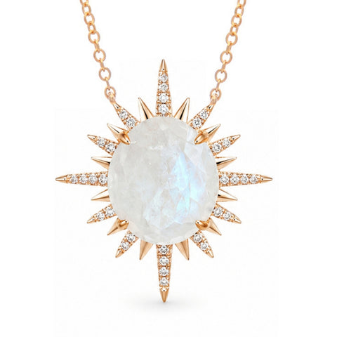 Sunburst Riviera Rainbow Moonstone Necklace