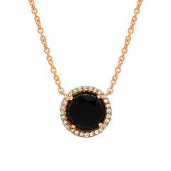 7.0mm rose cut domed colored stone with a diamond and gold halo