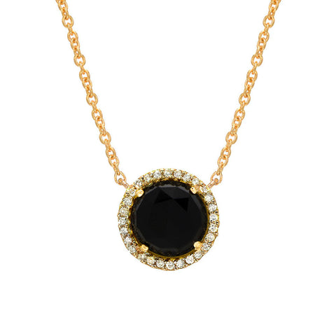 Rosie 7.0mm Black Onyx & Diamond Necklace