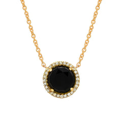 7.0mm rose cut domed colored stone with a diamond and gold halo