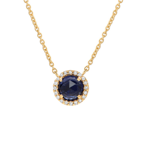 Rosie 5.0mm Blue Corundum & Diamond Necklace