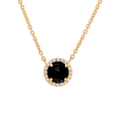 5.0mm diameter rose cut colored stone with a gold and diamond halo