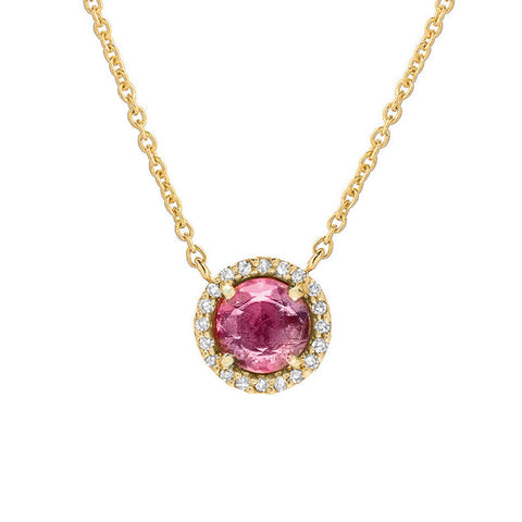 Rosie 5.0mm Pink Tourmaline & Diamond Necklace