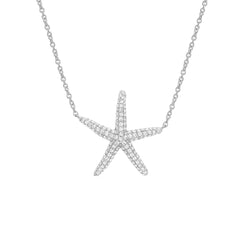 starfish shape necklace in 14k gold with diamonds