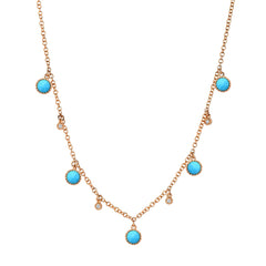 Turquoise and Diamond Cascade Necklace