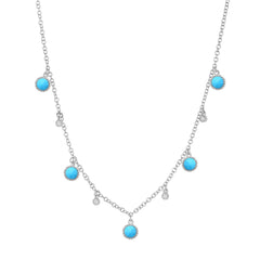 Turquoise and Diamond Cascade Necklace