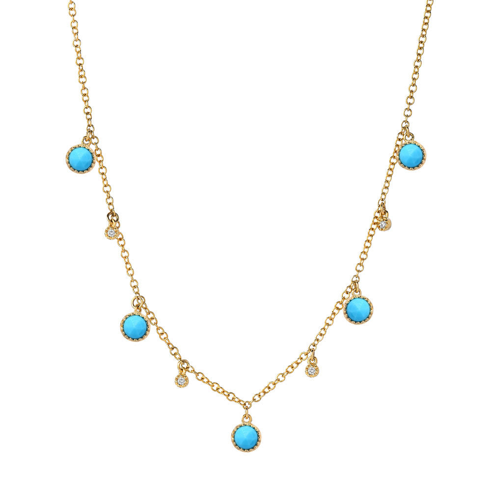 Turquoise and Diamond Cascade Necklace