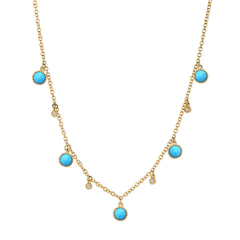 Turquoise and Diamond Cascade Necklace