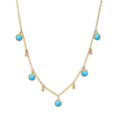 Turquoise and Diamond Cascade Necklace