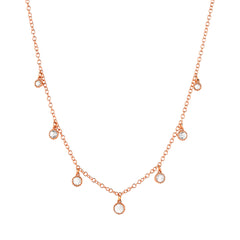 necklace with 7 bezel set graduated size rose cut diamonds
