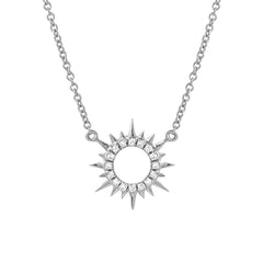 mini sunshine necklace in 14k gold with diamonds