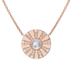 rainbow moonstone sun rays disc necklace