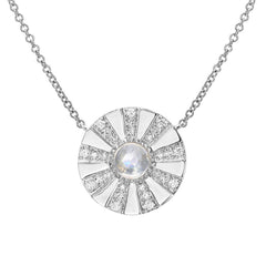 rainbow moonstone sun rays disc necklace