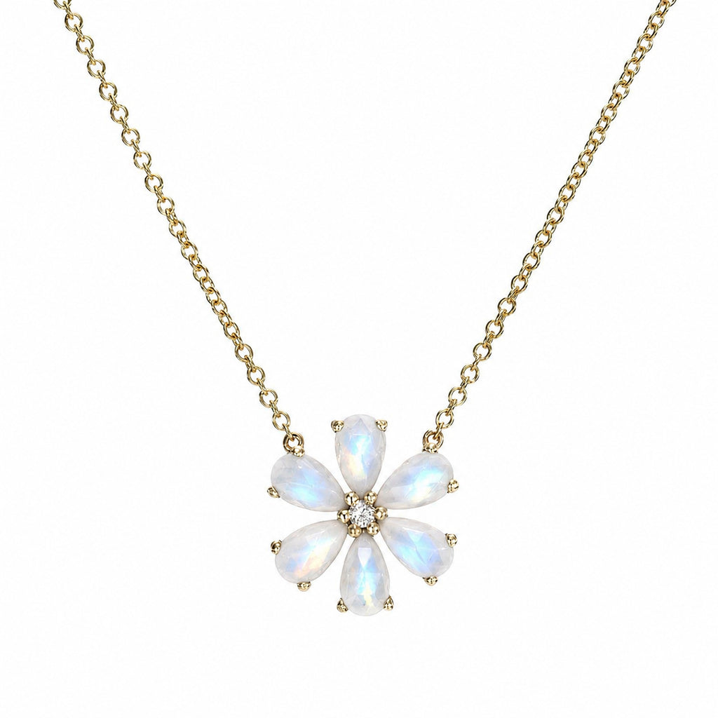 Flower Power Rainbow Moonstone Necklace