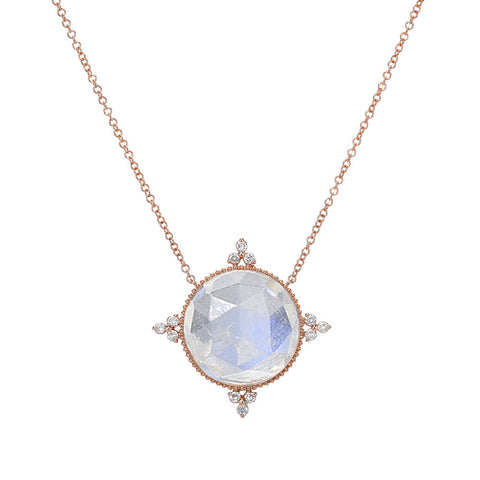 Trios Compass Points Rainbow Moonstone Necklace