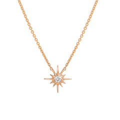 mini starburst necklace with a solitaire diamond