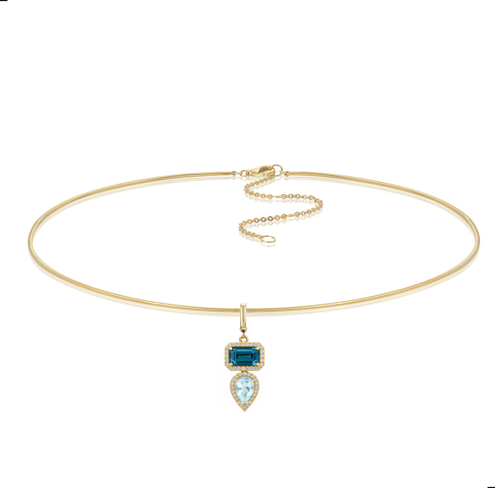 Toi et Moi Clip Charm on Wire Collar Necklace