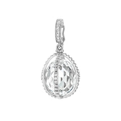 fob pendant in white gold with rock crystal and diamonds