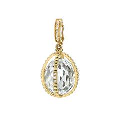 fob pendant in yellow gold with rock crystal and diamonds