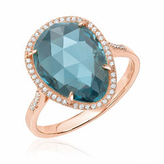 Organic Shape London Blue Topaz and Diamond Ring