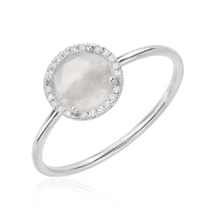 rosie 7.0mm rainbow moonstone and diamond ring in white gold