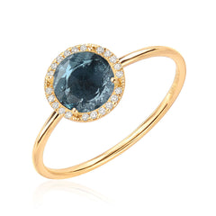 London blue topaz and diamond ring in 14k gold