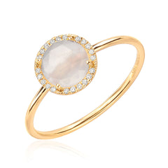 rosie 7.0mm rainbow moonstone and diamond ring in yellow gold