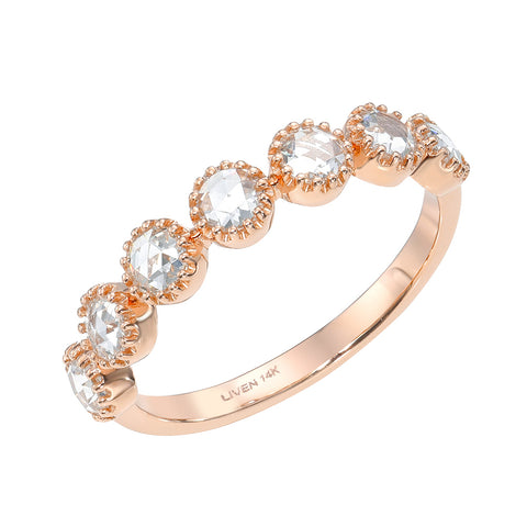 Bezel Set Rose Cut Diamond Halfway Band