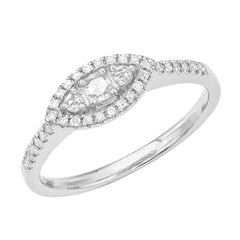 14k white gold ring with white and rose cut diamonds