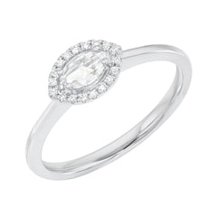 rose cut marquise diamond halo band