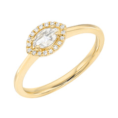 rose cut marquise diamond halo band