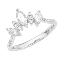 Marquise Arch ring with rose cut diamonds in solid 14k gold