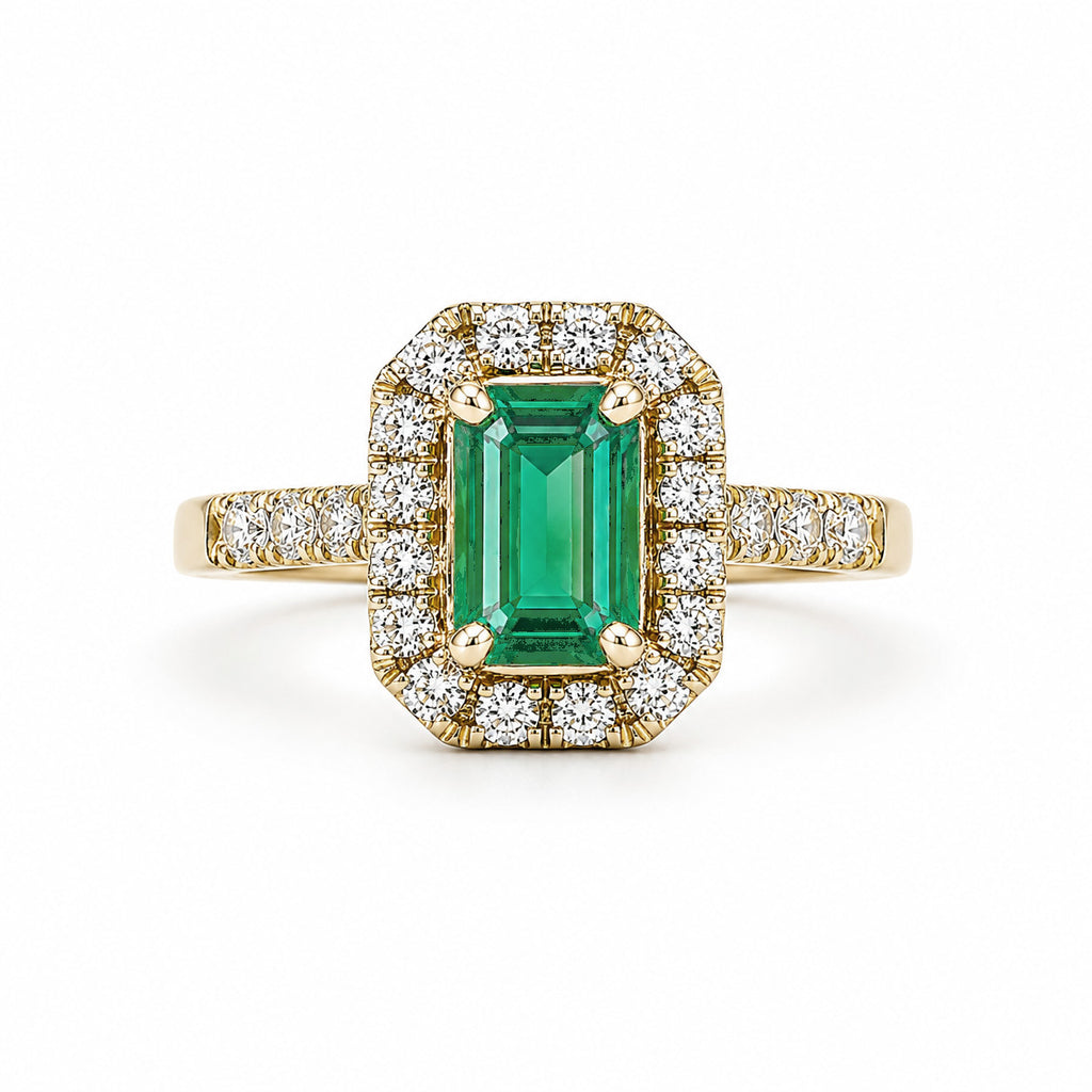 One of a Kind Emerald Ring in Yellow 14k Gold