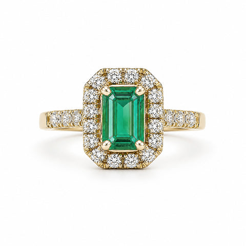 One of a Kind Emerald Ring in Yellow 14k Gold