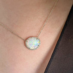 pretty petite opal necklace in 14k gold and natural diamonds