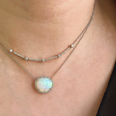pretty petite opal necklace in 14k gold and natural diamonds