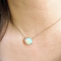 pretty petite opal necklace in 14k gold and natural diamonds