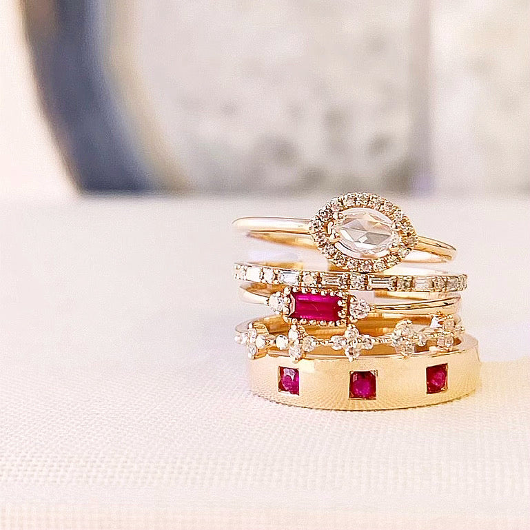 14K Rose Natural Ruby & .07 CTW Natural Diamond Stackable Ring - 71522:622:P