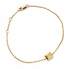 pyramid bracelet with diamonds in yellow gold