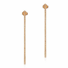 long stick earrings with diamonds in rose gold
