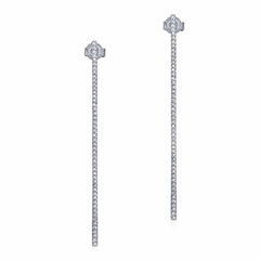 long stick earrings with diamonds in white gold