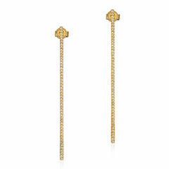 long stick earrings with diamonds in yellow gold