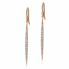 stiletto drop earrings with diamonds in rose gold