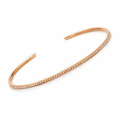 Thin 14k gold cuff with diamonds in rose gold