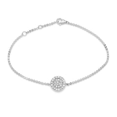 pave disc bracelet in white gold